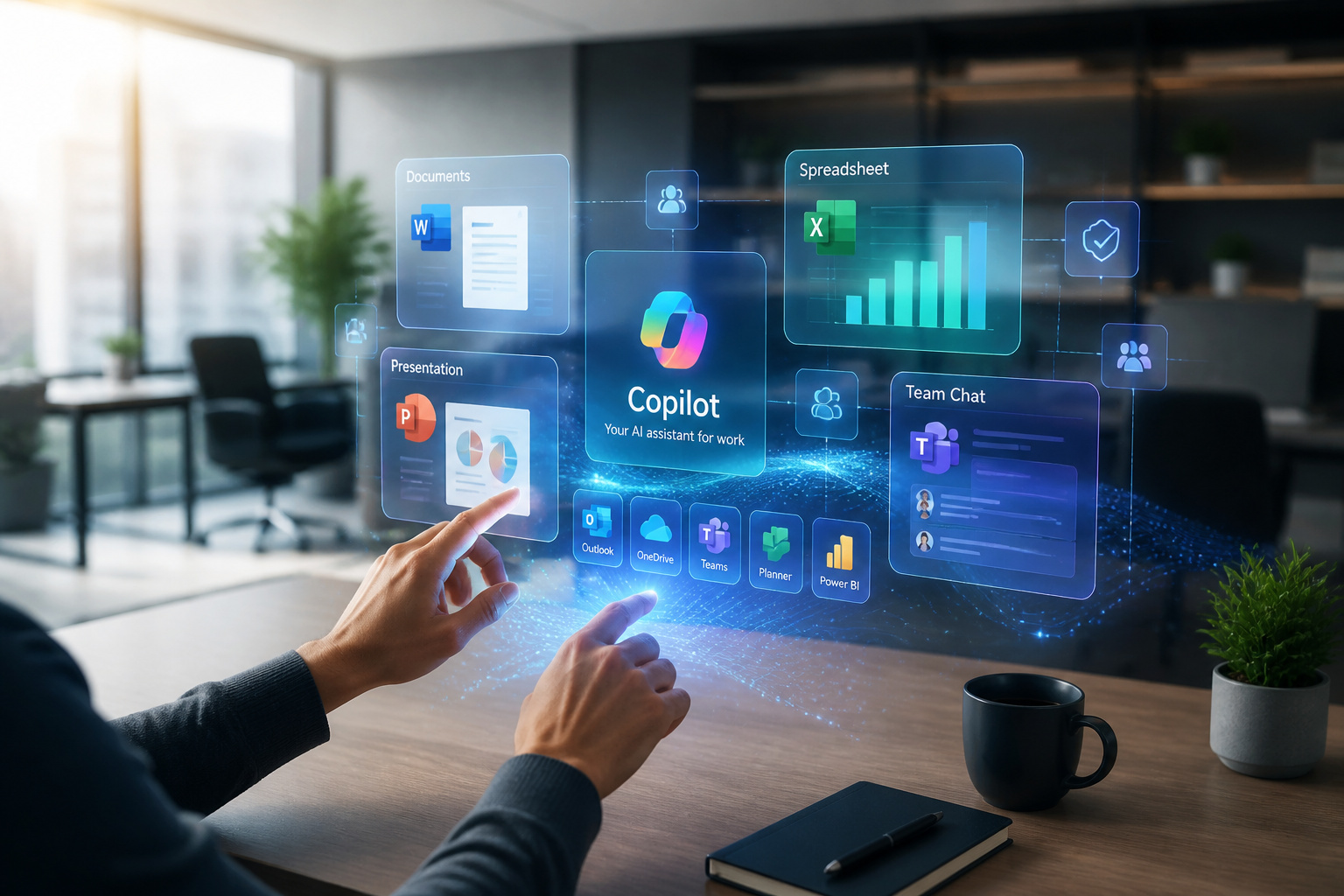 Interaction futuriste avec copilot